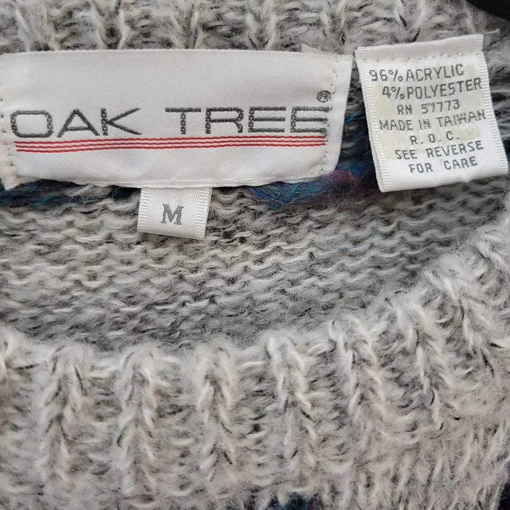 Oak Tree Original Vintage Geometric Knit Crewneck Cosby Grandpa Sweater *sz M*